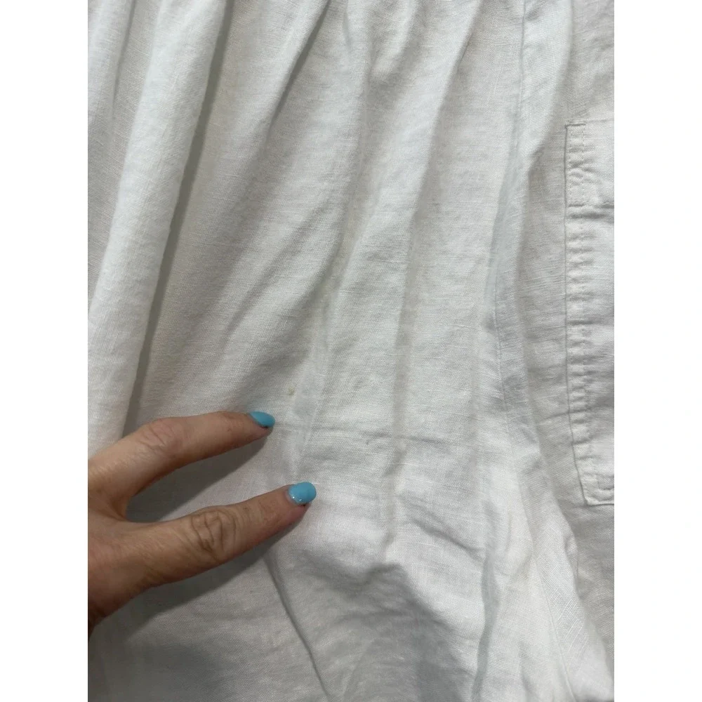 Everlane Pants Women's 8 White 100% Linen Patch Pocket Wide Leg Crop #CC12-1